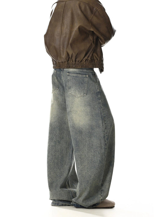 RT No. 28015 RETRO BLUE WIDE STRAIGHT DENIM JEANS