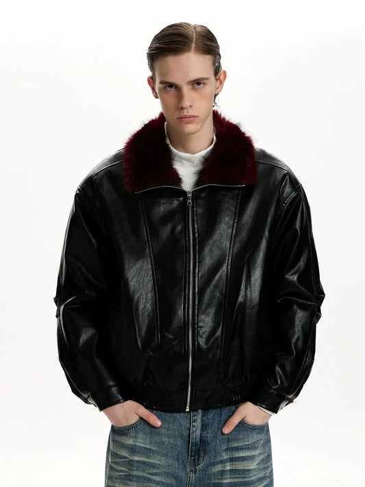 RT No. 50112 FUR COLLAR LEATHER JACKET