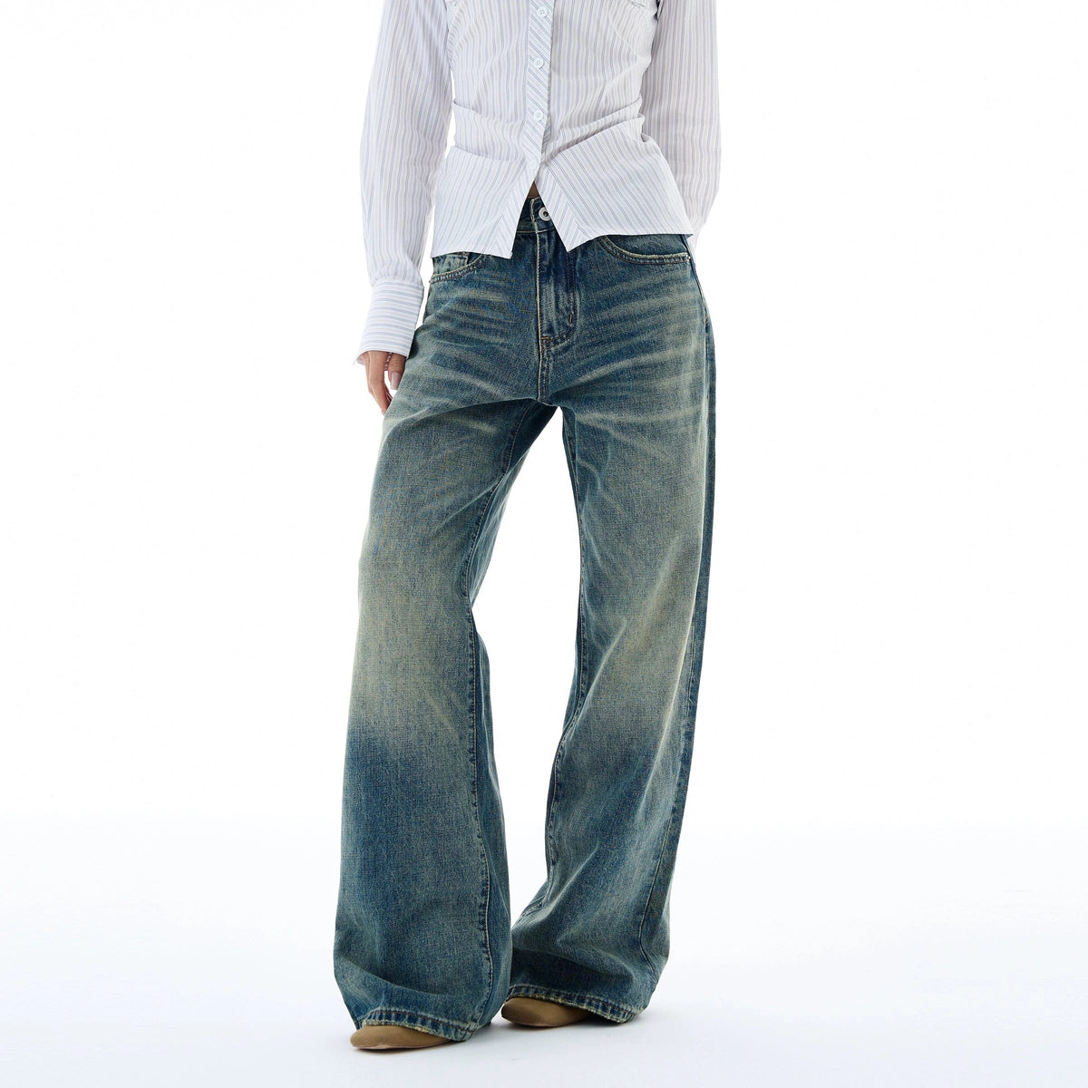 RT No. 25041 WASHED BLUE DENIM STRAIGHT JEANS – REALTAKAI