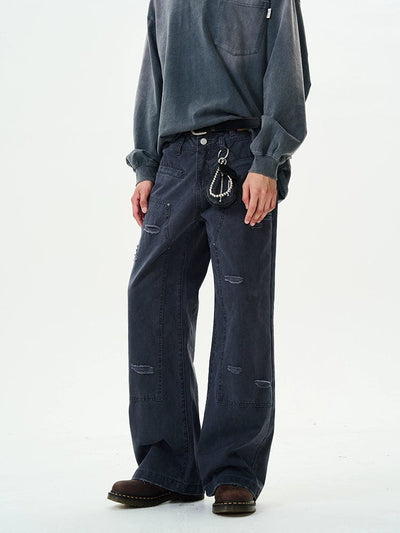 RT No. 12003 DISTRESSED WORKWEAR RELAX STRAIGHT PANTS