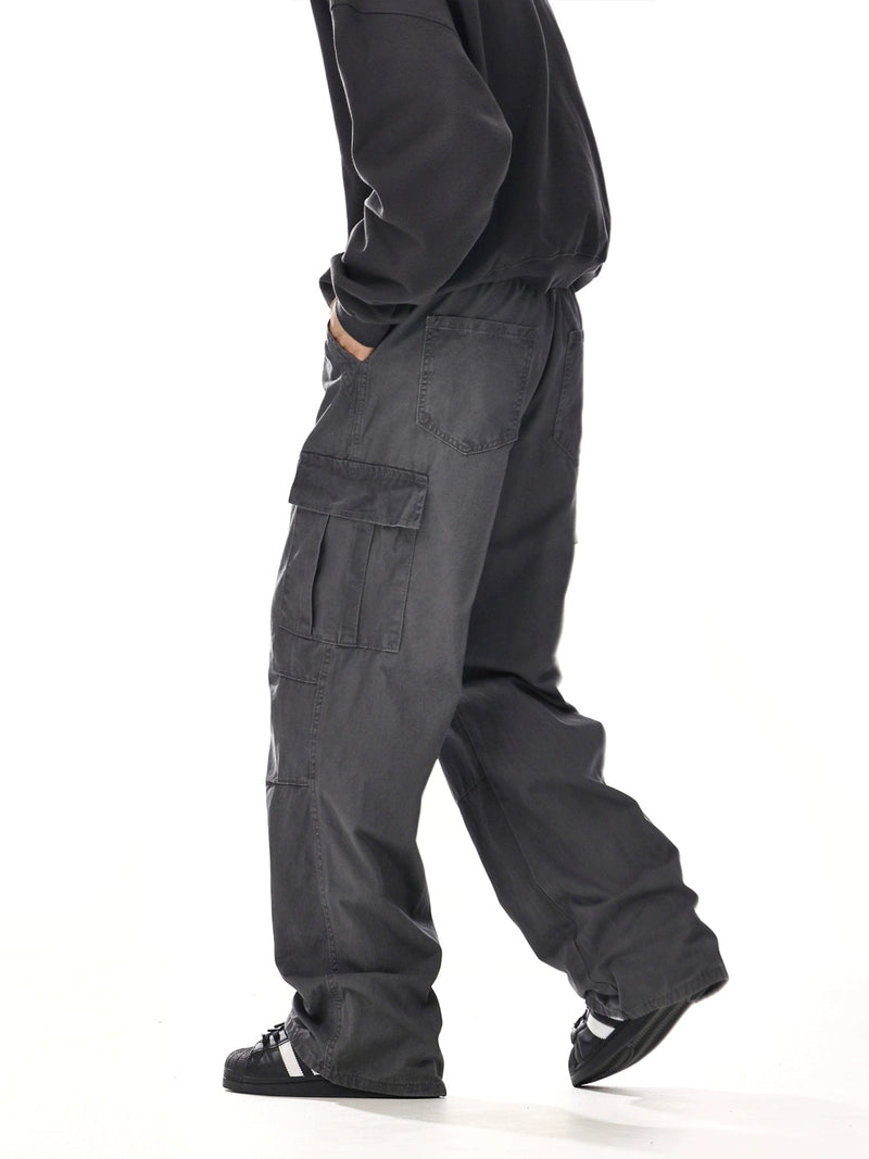 RT No. 12051 DARK GRAY WORKWEAR CARGO STRAIGHT PANTS