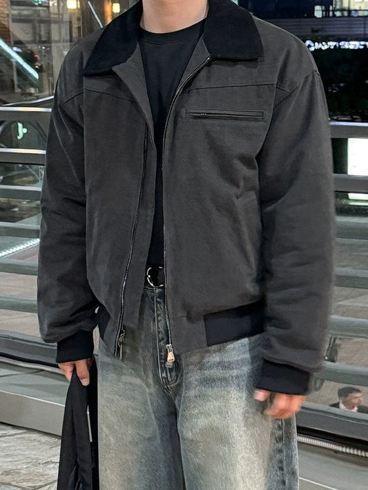 RT No. 32047 GRAY CONTRAST COLLAR JACKET