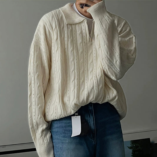 RT No. 12103 TWIST KNIT QUARTER ZIP-UP SWEATER