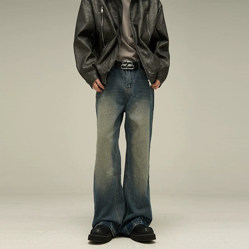 RT No. 10054 WASHED WIDE STRAIGHT DENIM JEANS
