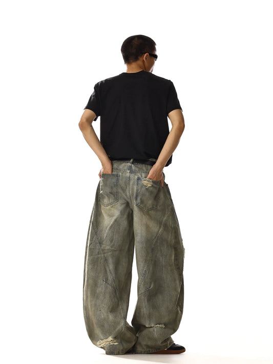 RT No. 18231 GRAY DISTRESSED DENIM PANTS