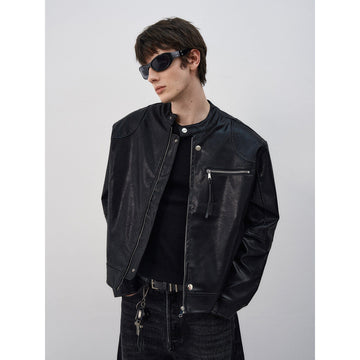 RT No. 50514 BOXY LEATHER BIKER JACKET