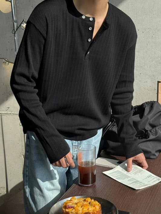 RT No. 18502 KNIT HENLEY COLLAR LONG SLEEVE