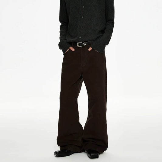 RT No. 50032 DARK BROWN SILHOUETTE STRAIGHT PANTS