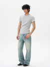 RT No. 12298 WASHED BLUE DENIM STRAIGHT JEANS