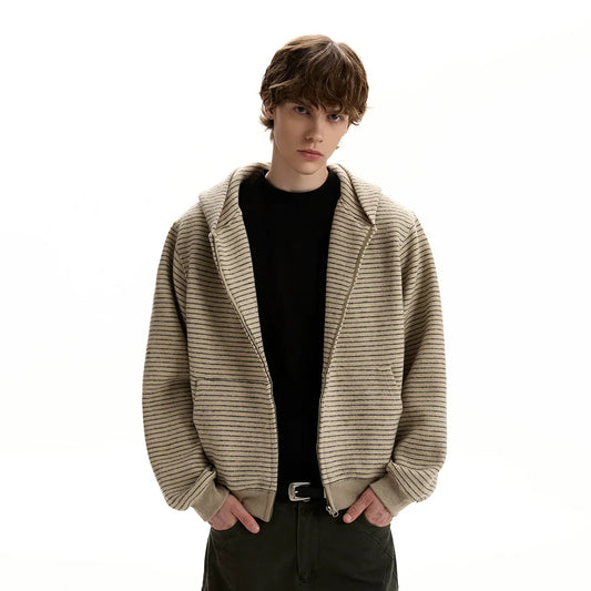 RT No. 40714 STRIPED FLEECE ZIPPER HOODIE