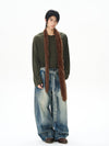 RT No. 12159 WASHED DENIM PLEATED STRAIGHT JEANS