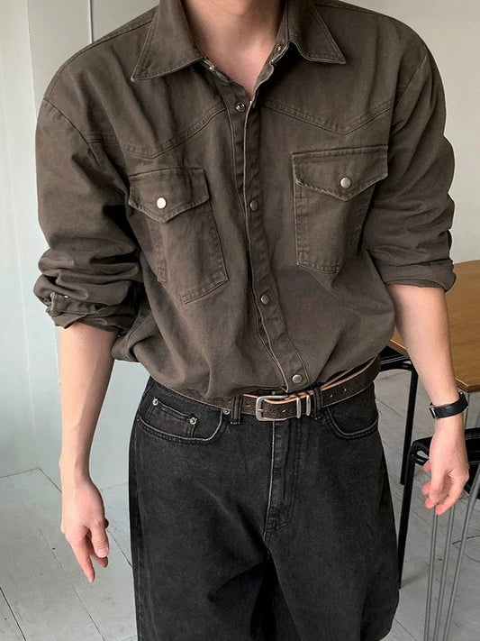 RT No. 32041 BROWN BUTTON-UP WORKWEAR SHIRT