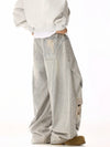 RT No. 19805 RECONSTRUCTED CREAM-BLUE WIDE STRAIGHT JEANS