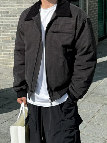 RT No. 32047 GRAY CONTRAST COLLAR JACKET