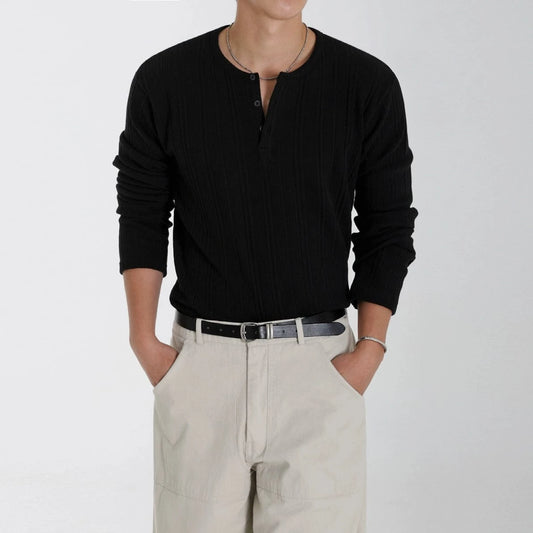RT No. 29509 KNIT HENLEY COLLAR LONGSLEEVE