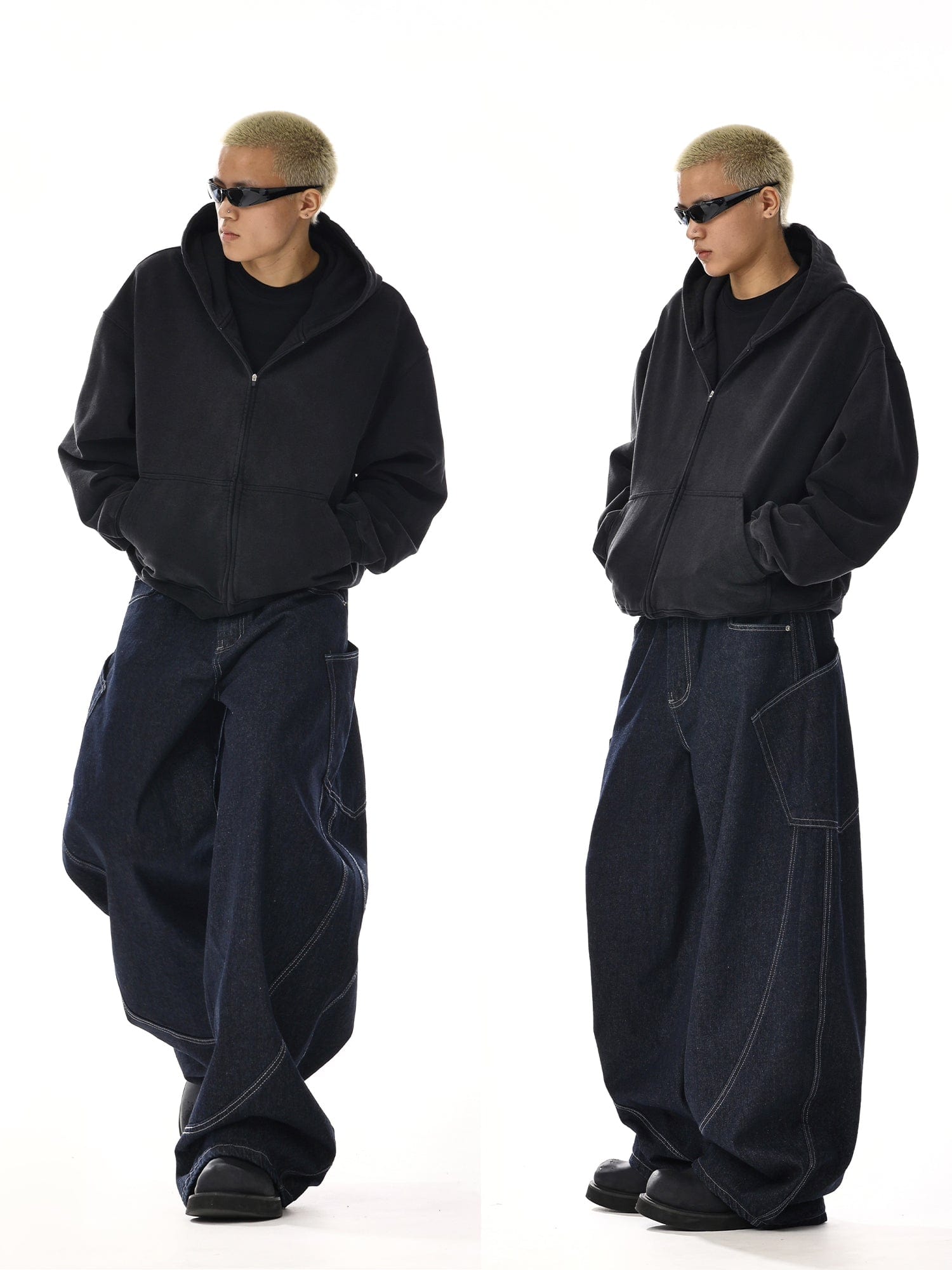 RT No. 12542 NAVY BLUE WORKWEAR BAGGY JEANS – REALTAKAI