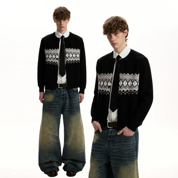 RT No. 43007 KNITWEAR DIAMOND ZIPPER SWEATER