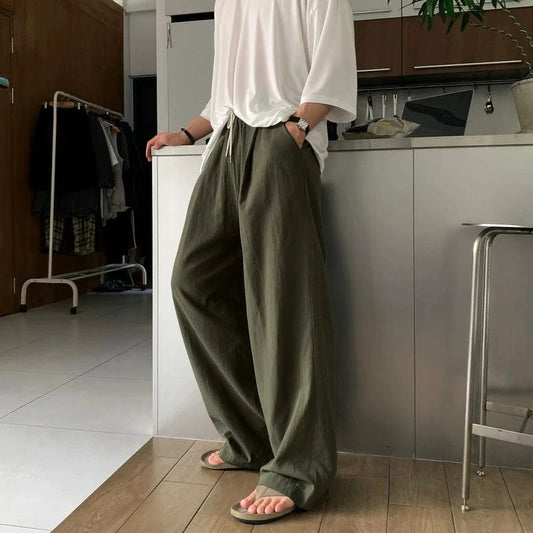 RT No. 31051 LINEN PLEATED STRAIGHT PANTS