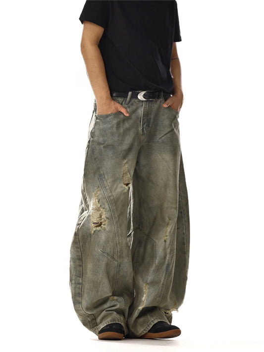 RT No. 18231 GRAY DISTRESSED DENIM PANTS