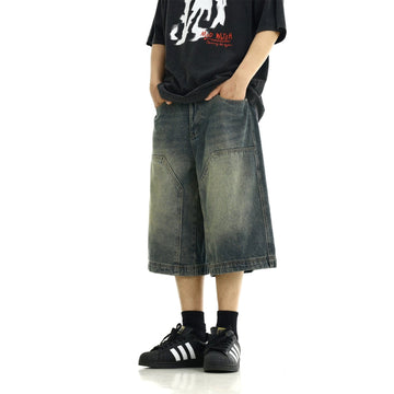 RT No. 11147 RECONSTRUCTED WASHED BLUE DENIM SHORTS