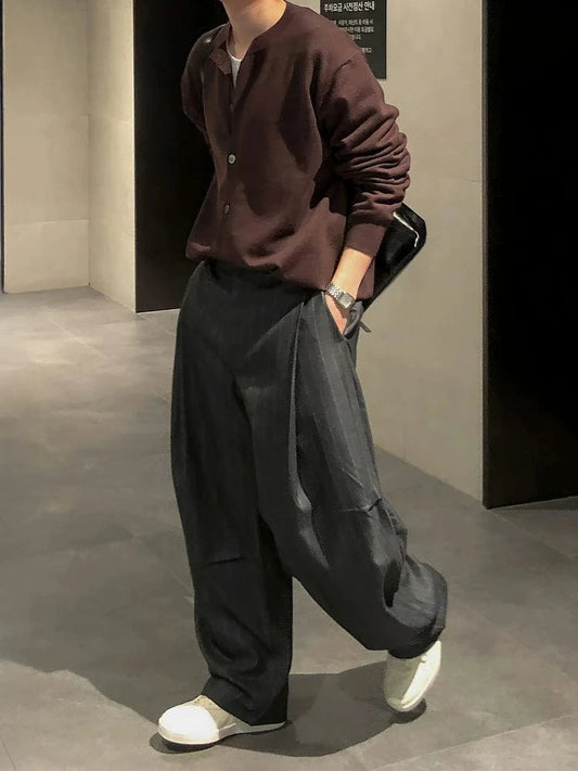 RT No. 29503 PLEATED STRIPED BAGGY PANTS