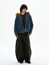 RT No. 32519 FUR HOODED DENIM JACKET