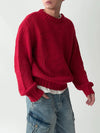 RT No. 12276 RED KNIT CREWNECK SWEATER