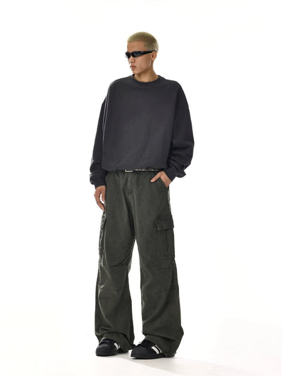 RT No. 12051 DARK GRAY WORKWEAR CARGO STRAIGHT PANTS