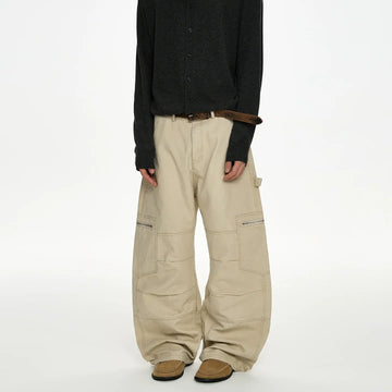 RT No. 50004 KHAKI BAGGY STRAIGHT CARGO PANTS