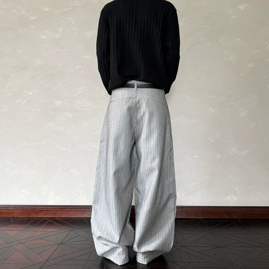 RT No. 40842 STRIPED PLEATED BAGGY PANTS