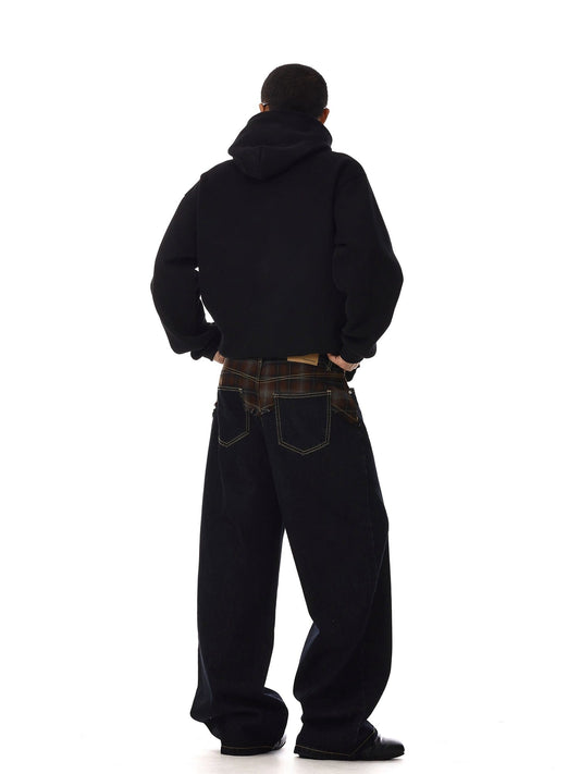 RT No. 12547 BLACK PLAID CASUAL STRAIGHT PANTS
