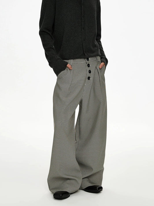 RT No. 50034 PLEATED PLAID BAGGY STRAIGHT PANTS