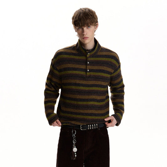 RT No. 59070 KNITWEAR STRIPED MOCK NECK SWEATER