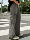 RT No. 11513 GRAY DRAWSTRING WIDE CARGO PANTS