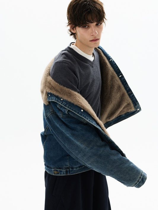 RT No. 50409 FUR COLLAR DENIM JACKET