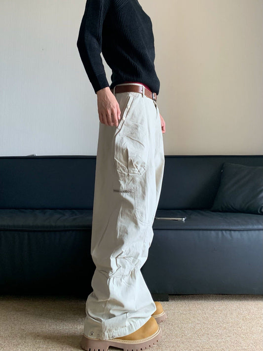 RT No. 11607 CREAM WHITE WORKWEAR CARGO PANTS