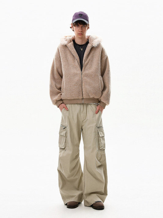 RT No. 50503 FUR COLLAR FLEECE HOODIE