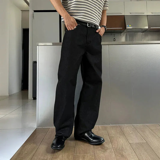 RT No. 40006 BLACK WIDE STRAIGHT JEANS