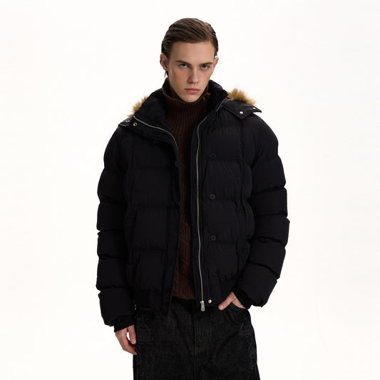 RT No. 55007 RIBBED FUR HOOD JACKET