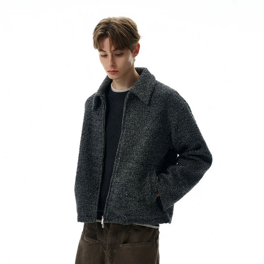 RT No. 40761 GRAY SILHOUETTE TWEED ZIPPER JACKET