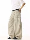 RT No. 19839 CREAM BAGGY STRAIGHT CARGO PANTS