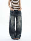 RT No. 29021 WASHED DENIM STRAIGHT JEANS