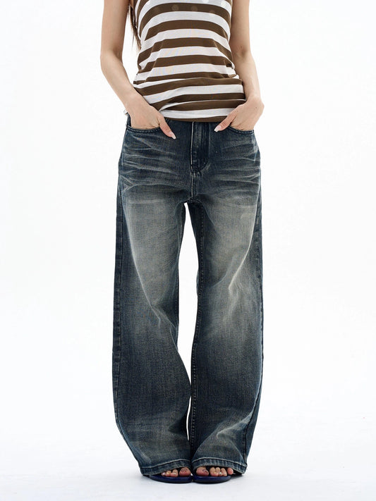 RT No. 29021 WASHED DENIM STRAIGHT JEANS