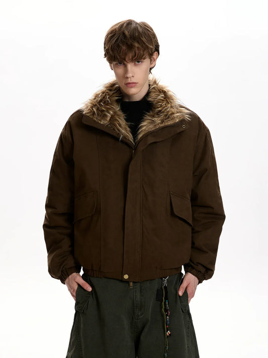 RT No. 50038 DARK BROWN WOLF COLLAR JACKET