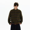 RT No. 50413 KNITWEAR STRIPED HENLEY COLLAR SWEATER