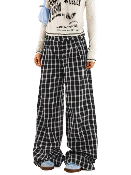 RTK (W) No. 535 GRID WIDE STRAIGHT PANTS