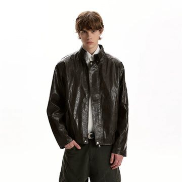 RT No. 40785 OKANE COLLAR LEATHER JACKET