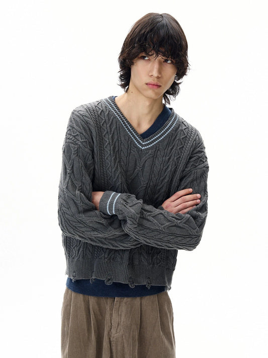 RT No. 31008 TWIST V-NECK SWEATER