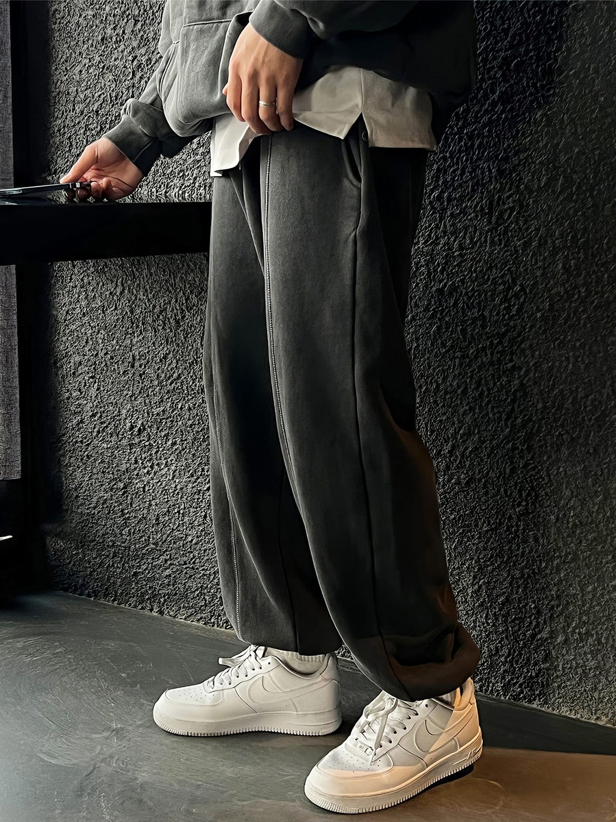 RT No. 12455 DARK GRAY HALF ZIPPER SWEATER & SWEATPANTS – REALTAKAI