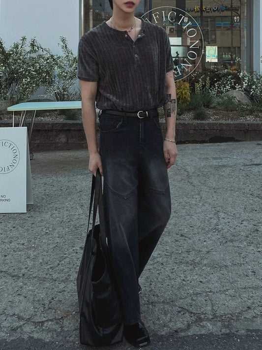 RT No. 18108 KNIT HENLEY COLLAR SHORT SLEEVE